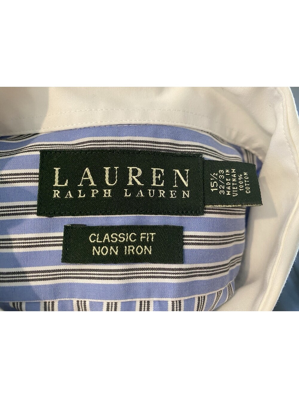 Lauren Ralph Lauren Men's Dress Shirt Blue Classic Fit Non-Iron 15.5 32/33 - Picture 5 of 6